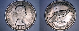 1964 New Zealand 6 Pence World Coin - Elizabeth II - $6.75
