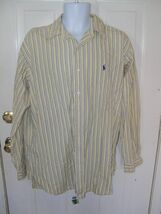 RALPH LAUREN BLAKE YELLOW STRIPED LONG SLEEVE SHIRT SIZE L MEN'S EUC - $20.70
