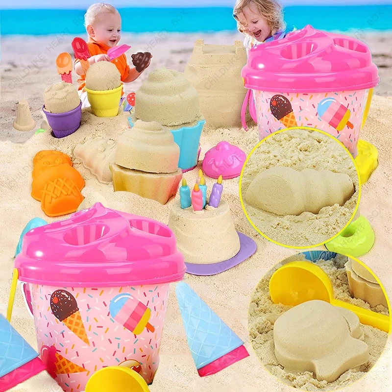 Beach Sand Toys for Kids Ice Cream Toys Sand Beach Toy Set with Bucket for Kids - £15.77 GBP