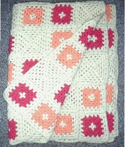 Handcrafted  Afghan 52&quot; x72&quot; Granny Square Crochet Blanket (well made) - £40.02 GBP