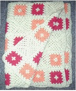 Handcrafted  Afghan 52&quot; x72&quot; Granny Square Crochet Blanket (well made) - £39.29 GBP