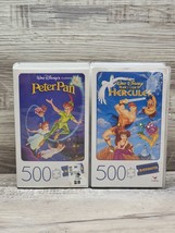 2 Blockbuster 500 pc Puzzles - Walt Disney&#39;s Peter Pan and Hercules LOT COMPLETE - £14.55 GBP