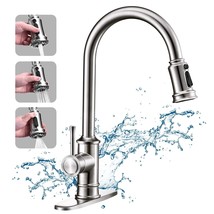 Kitchen Faucet- 3 Modes Pull Down Sprayer Kitchen Sink Faucet, Brushed N... - £63.39 GBP