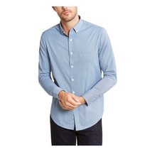 Club Room Men&#39;s Performance Mini-Gingham Check Shirt in Pale Ink Blue-Me... - £15.79 GBP