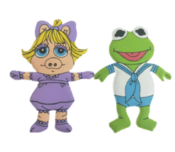 Vintage 1985 Jim Henson Muppet Babies Miss Piggy &amp; Kermit Foam Vinyl Mini Figure - £15.18 GBP