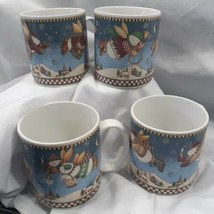 Sakura Set of 4 Debbie Mumm Snow Angel Village Mugs Coffee Tea Cocoa 12oz Cups - £12.46 GBP