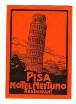 Hotel Nettuno Luggage Baggage Label Pisa Italy  - £7.39 GBP