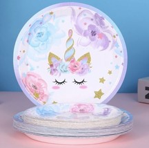 Unicorn Party Supplies, Unicorn Plates and Napkin Straws Tablecover for Birthday - £19.74 GBP