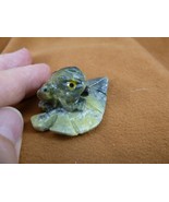 (Y-FRO-170) little green Serpentine Frog on LEAF Gem gemstone FIGURINE Peru - $12.19