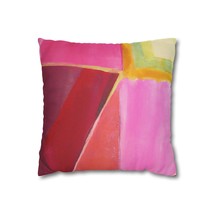 Decorative Throw Pillow Covers With Zipper - Set Of 2, Pink Mauve Red Geometric  - £29.98 GBP