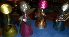SET OF 4 PAINTED METAL ANGEL CHRISTMAS TABLETOP DECORATIONS. W MUSICL IN... - £11.75 GBP