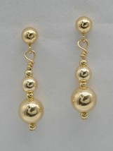 2.80 Gr. Sterling Silver With 14k Yellow Gold Over Drop/Dangle Women&#39;s Earrings - £100.03 GBP