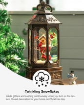 12&quot; Christmas Snow Globe Lantern, Glitter Hex Music Box, USB &amp; Battery-P... - $32.66