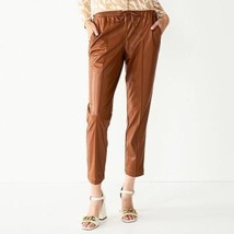 Nine West Pull on Faux Leather Jogger Pants Womens XL Brown Elastic Wais... - $26.60