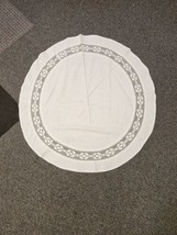 Vintage Round Tablecloth Cream Color With Lace Detail 37” - £5.11 GBP