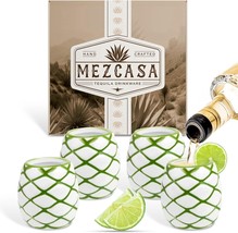 Mezcasa Agave-Inspired Ceramic Tequila Shot Glasses, Set of 4 Handmade Cups - $33.65