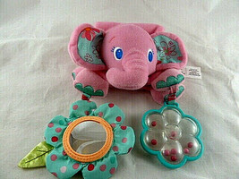 Pink Elephant Crib Toy Bright Starts Baby Rattle Plush 10&quot; Infant Lovey - $7.12
