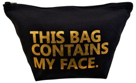 This Bag Contains My Face Bag Travel Kit Cosmetic Makeup Case Black/Gold - £13.74 GBP