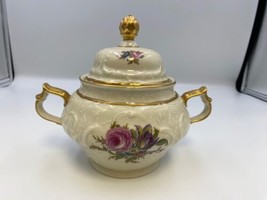 Rosenthal SANSSOUCI Ivory Floral Rose Serb Germany Lg. Sugar Bowl with Lid - £31.44 GBP