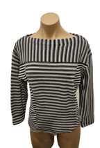 CHLOE Blue and White Knit Mariniere Striped Cotton Pullover Top - Size Medium - £399.59 GBP