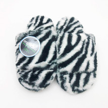 Snoozies Women&#39;s Black &amp; White Zebra Stripe Slide Slippers Medium 7/8 - £10.07 GBP