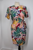 Vtg 80s Carol Anderson 4P Multicolor Floral Rayon Short Sleeve Wrap Skir... - £42.32 GBP