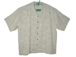 Mens Tommy Bahama Silk S/S Button Up Dress Shirt Khaki Tones Hibiscus Print XXL - £35.46 GBP