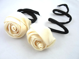 Ivory Rose Flower Wire Hair Bendable hold adjust women Ornamental wedding Accent - £4.78 GBP