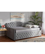 Savita Gray Velvet Fabric Upholstered and Button Tufted Queen Size Daybed - $886.20