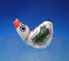 Mexican Silverplate and Pottery Figurine Duck 1 1/2&quot; x 2&quot; x 1 1/8&quot; (#6836-2) - £46.58 GBP