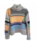 Free People Grey This &amp; That Patchwork Turtleneck Wool Mohair Sweater Me... - £48.02 GBP