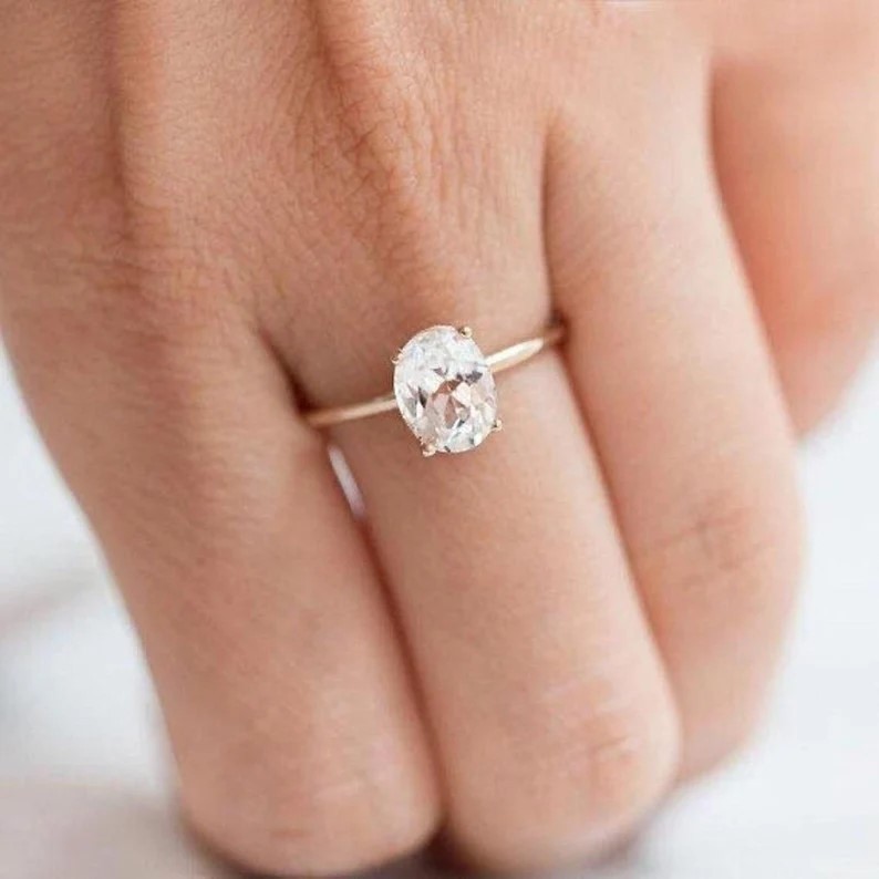925 Silver Oval Cut Solitaire Ring Wonderful Wedding & Engagement Proposal Ring Item image 2