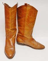 Joan and David Boots Leather Hand Made Italy Ostrich Look Riding Brown 7.5? - £38.25 GBP