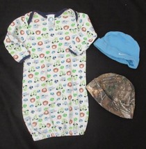 Boys lot of 3 Gerber, Nike, Bass Pro sleeper gown 0-6 Mos - £3.07 GBP