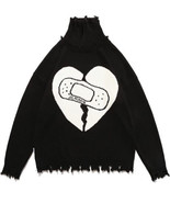 Black Air Turtleneck Sweater Distressed White Alternative Emo Grunge Y2K... - £33.95 GBP