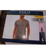 POLO RALPH LAUREN MENS LOGOS GRAY PINK BLACK V-NECK T-SHIRTS 3 PAIRS LRG... - €33,28 EUR