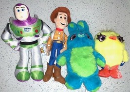 RARE Set of 4 Toy Story 4 Plush Doll Toy Buzz Lightyear, Woody, Bunny, Ducky NEW - £31.96 GBP