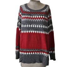 Red and Gray Long Sleeve Sweater Size XL - £27.69 GBP
