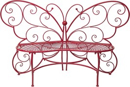 Alpine Corporation Baz400Rd Alpine Butterfly Metal Two People Outdoor Bench, - £165.37 GBP
