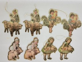 8 Vintage Christmas Reproductions Victorian Style Die Cut Christmas Ornaments - £11.61 GBP