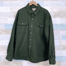 Duluth Trading Co Fleece Lined Canvas Shirt Jacket Green Workwear Cotton... - £107.16 GBP