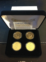 2008 Usa Mint 24k Gold Plated Presidential $1 Dollar 4 Coins Set With Gift Box - $21.87