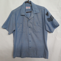 Vtg Selvedge Chambray Shirt US Navy Military Work Southern NavShirt USN Sz M - $80.70