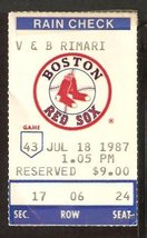 Oakland Athletics Boston Red Sox 1987 Ticket Jim Rice Canseco Ellis Burks + - £2.33 GBP