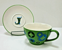 2006 Starbucks Christmas Elf Stocking Green Coffee Mug Tea Cup &amp; Saucer Set - $14.29