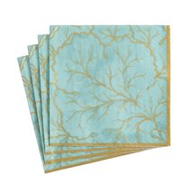 Caspari Gilded Majolica Paper Guest Towel Napkins in Aqua, Four Packs of 15 - £9.22 GBP+