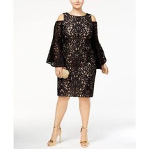 Xscape Lace Cold Shoulder Bell Sleeve Dress Black 16W - $99.00