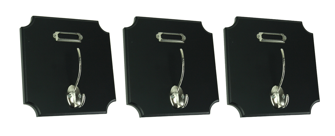 Scratch & Dent Classic Black and Silver Square Wall Hook Set of 3 - £14.12 GBP