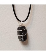 Snowflake Obsidian Necklace, Black Polished Stone Pendant, Wire Wrapped ... - £13.66 GBP