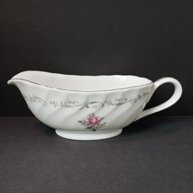 Vintage Royal Swirl Pink Rose Pattern 18 oz. Fine China Gravy Boat - £17.75 GBP